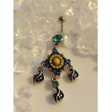 Piercing nombril attrape reve catcher pendentif strass couleur navel