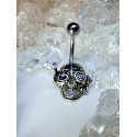 Piercing nombril tete de mort gothique casque lunette bijou ventre STEAMPUNK
