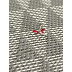 Piercing oreille lobe libelule aile couleur rouge embout vissable