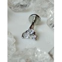 Piercing broche triple strass blanc embout vissable anti helix lobe conch oreille inoxy