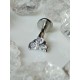 Piercing broche triple strass blanc embout vissable anti helix lobe conch oreille inoxy