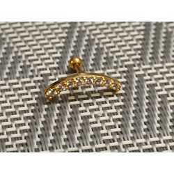 Piercing oreille arc lobe multi strass blanc embout vissable inoxy couleur doré