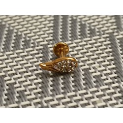 Piercing oreille aile lobe multi strass blanc embout vissable inoxy couleur doré