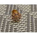 Piercing oreille fleur rosace lobe multi strass blanc embout vissable inoxy couleur doré