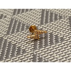 Piercing oreille cartilage belle éclair z strass blanc vissable barre droite couleur doré