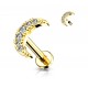 Piercing tragus demi lune croissant strass blanc anti helix lobe conch oreille inoxy couleur doré