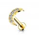 Piercing tragus demi lune croissant strass blanc anti helix lobe conch oreille inoxy couleur doré
