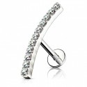 Piercing oreille strass blanc longue courbe arc 12