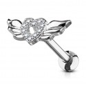 Piercing oreille strass blanc coeur ange
