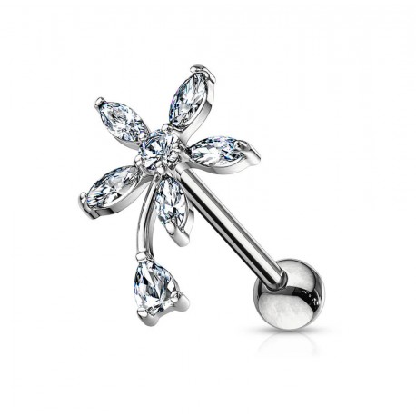 Piercing oreille strass blanc