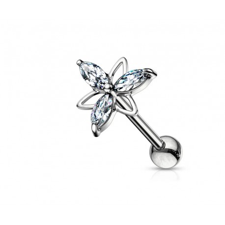 Piercing oreille strass blanc