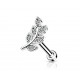 Piercing oreille strass blanc feuille plate