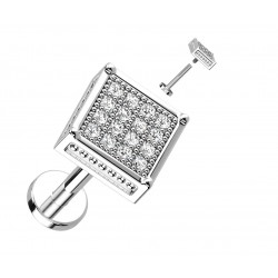 Piercing oreille strass blanc carré