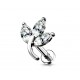 Piercing oreille strass blanc feuille triple