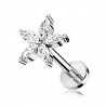 Piercing tragus fleur Anti helix Conque strass blanc Lobe Supérieur bijou