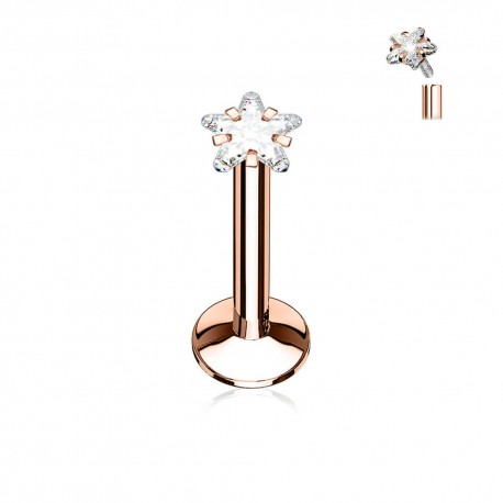 Piercing labret etoile couleur doré rose cuivre broche strass blanc levre monroe medusa