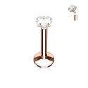 Piercing labret coeur couleur doré rose cuivre broche strass blanc levre monroe medusa