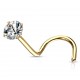 Piercing nez strass blanc tige courbée tire bouchon broche 2mm