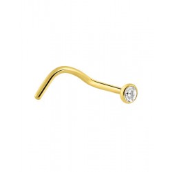 Piercing nez tire bouchon strass fin discret blanc 2 mm stud narine couleur doré