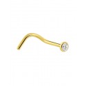Piercing nez tire bouchon strass fin discret blanc 2 mm stud narine couleur doré