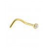 Piercing nez tire bouchon strass fin discret blanc 2 mm stud narine couleur doré