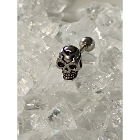 Piercing langue tete de mort gothique halloween punk homme femme relief 3d inoxy