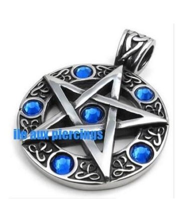 pendentif Gohique cercle et croix pentagramme pentacle