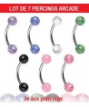 LOT 7 piercing arcade oreille paillette boule 4mm