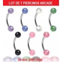 LOT 7 piercing arcade oreille paillette boule 4mm