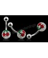 piercing nombril strass imitation cristal cerise