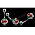 piercing nombril strass imitation cristal cerise