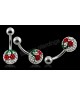 piercing nombril strass imitation cristal cerise