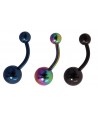piercing nombril acier anodisé titane bleu, noir ou multicouleur