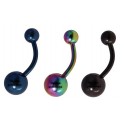 piercing nombril acier anodisé titane bleu, noir ou multicouleur