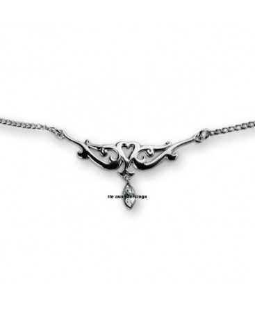 chaîne de taille cœur avec strass pendant