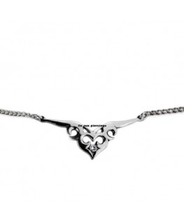 chaîne de taille cœur avec strass blanc 