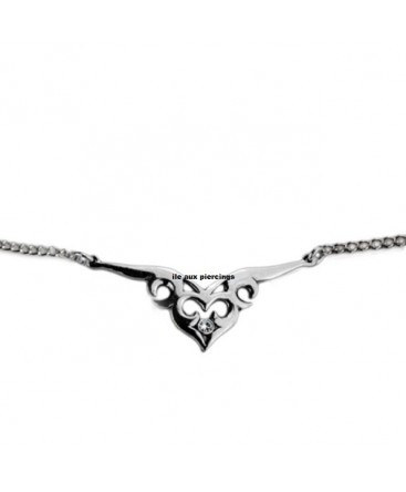 chaîne de taille cœur avec strass blanc 