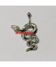 Piercing nombril inversé serpent vert strass blanc