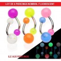 Lot Piercing nombril fluo brillant dans noir UV phosphorescent